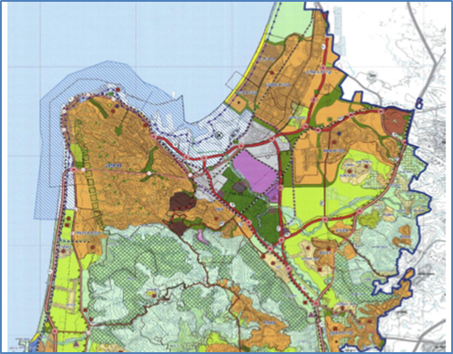 מפת אזור חיפה כפי שהיא מוצגת בתסקיר ההשפעה על הסביבה